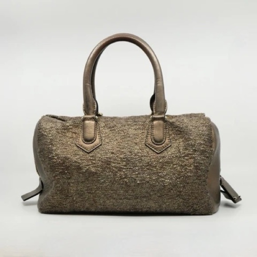 Henri Bendel Bronze leather & knit speedy style Satchel. Slouchy & holds it all!